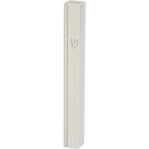 בית מזוזה פלסטיק פס כסף - לבן