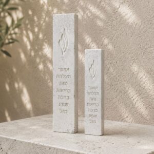 בית מזוזה בטון ברכות | לבן אפור