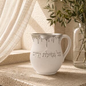 נטלה דגם טיפות | לבן-כסף