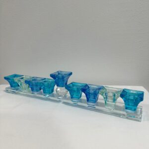 חנוכיית קריסטל נמוכה - כחול