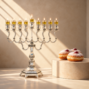 חנוכיה דגם יהלום גדול | כסף