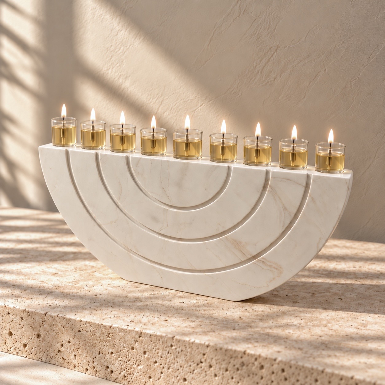 חנוכיה דגם קלאסי | חום שיש
